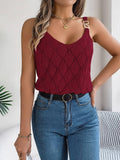 V-Neck Hollow Metal Buckle Halter Knit