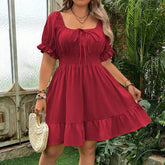 BURGUNDY A LINE DRESS FRESH SWEET SUMMER LOOK_CWDSD8519