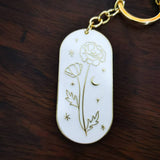 BOTANICAL ENAMEL KEYCHAIN WITH BIRTH FLOWER_CWMM9838