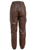 Waist-Cinching Street Drawstring Leather Pants
