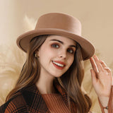 AUTUMN WINTER FELT HAT ELEGANT VINTAGE FEDORA_CWAH1975