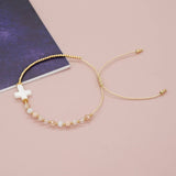 BOHEMIAN SHELL CROSS CRYSTAL COPPER BEAD BRACELET_CWAB4632