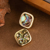 SQUARE ABALONE SHELL EARRINGS WITH DIAMONDS_CWMM4290