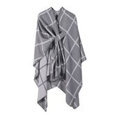 SIDE STRAP SHAWL PLAID SLIT CAPE WARM SCARF_CWASC2167