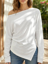 Asymmetrical One Shoulder Slim Fit Sweatshirt_CWTTL01214