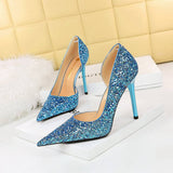 POINTED TOE HOLLOW SPARKLING SEQUIN HIGH HEELS_CWSHH0069
