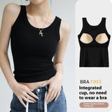RIBBED CAMISOLE VEST TANK TOPS WITH BUILT IN BRA_CWTTK0799