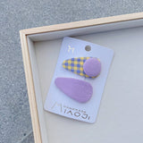 CHILDRENS CUTE BUTTON PLAID HAIRPIN_CWAHA1843