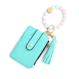 SILICONE BRACELET LEATHER WALLET TASSEL KEYCHAIN_CWAJE0659