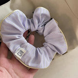 CREAM CONTRAST STRIPED HAIR TIE_CWAHA1077