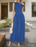 Womens One-Shoulder Pocketed Sleeveless Dress