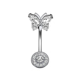 COPPER CZ BUTTERFLY BELLY RING PIERCING_CWMM9240
