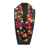 COLORFUL WOODEN DISC LONG MULTI LAYER NECKLACE_CWMM4913