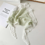 PASTORAL STYLE WHITE LACE TRIANGLE SCARF_CWAHA1375