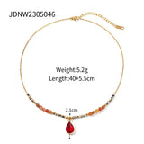 RED PENDANT ELEGANT AND LUXURIOUS CLAVICLE CHAIN_CWAJE1424