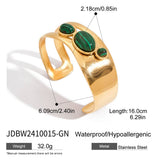 HOLLOW PEARL STONE OPEN CUFF IN STAINLESS STEEL_CWAJE4632