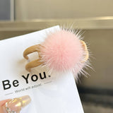 MINK FUR BALL HAIR CLAW CUTE WINTER FLUFFY CLIP_CWAHA3310