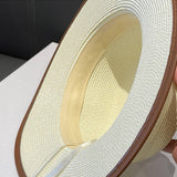 BRITISH STYLE FLAT TOP FASHIONABLE BELT STRAW HAT_CWAH1156