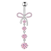 BOWKNOT BELLY RING MICRO CZ DANGLE PIERCING_CWMM9312
