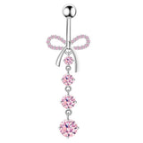 BOWKNOT BELLY RING MICRO CZ DANGLE PIERCING_CWMM9312