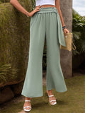 Solid Color Fancy Wide-Leg Pants With A Belt