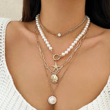 OCEAN STYLE CONCH SHELL MULTILAYER NECKLACE_CWAJE1803
