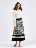 Vintage Leopard Print Contrast Knit Skirt
