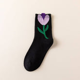 COLLEGE STYLE COTTON BREATHABLE TULIP FLOWER SOCKS_CWMS1404