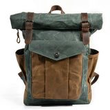 Unisex Waxed Canvas Travel Laptop Backpack_Cwab5531