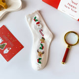 SANTA CLAUS ELK PATTERN CREW SOCKS FOR CHRISTMAS_CWMS0904