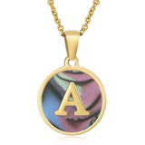 CIRCULAR SHELL ENGLISH LETTER PENDANT NECKLACE_CWAJE0675