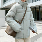 Solid-Color Hooded Cotton-Padded Jacket