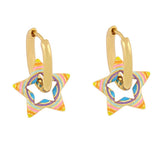 COLORFUL OIL DROP STAR SHAPED EARRINGS_CWAJE1011