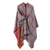 SOLID COLOR PLAID CAPE CLOAK PLAIN SHAWL_CWASC2257