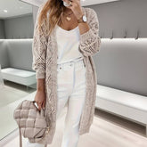 Solid Color Coarse Knit Unbuttoned Cardigan