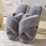 CROSS STYLE FAUX RABBIT FUR SLIPPERS FOR WOMEN_CWSHS0283