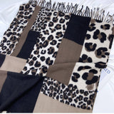 LEOPARD COLORBLOCK SCARF WARM TASSEL WINTER WRAP_CWASC1458