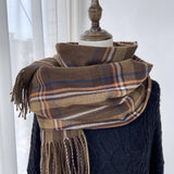 PLAID WINTER SCARF VINTAGE TASSEL SHAWL FOR WOMEN_CWASC1473