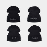 MOM DAD COUPLE KNITTED HAT WITH LETTER EMBROIDERY_CWAH2071