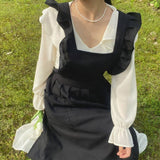 SMALL FRESH RUFFLED STRAP CROSS APRON_CWMM5792