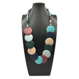 HANDMADE LARGE ROUND WOODEN BEAD LONG NECKLACE_CWMM4559