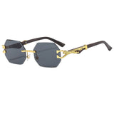LEOPARD HEAD RIMLESS CUT EDGE SUNGLASSES_CWASG1151