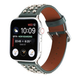 APPLE WATCH 9 SILVER RIVET LEATHER STRAP_CWASC1546
