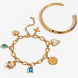 Vacation Pearl Heart Flower Blue Bracelet