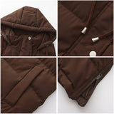 Solid-Color Hooded Sleeveless Cotton-Padded Vest
