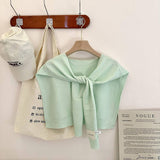 SOLID COLOR KNITTED KNOTTED SHAWL CASUAL COZY _CWASC0757