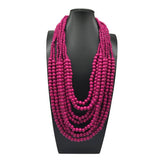 BOHEMIAN MULTI LAYERED WOODEN BEADS NECKLACE_CWMM4737