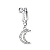 NO PIERCING NAVEL CLIP RING WITH MOON HEART CHARM_cWMM9227