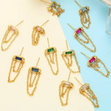 COLORED ZIRCON CHAIN TASSEL EARRINGS_CWAJE1020