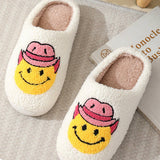 SOFT PLUSH COMFY WESTERN SMILING FACE SLIPPER_CWSHS0247